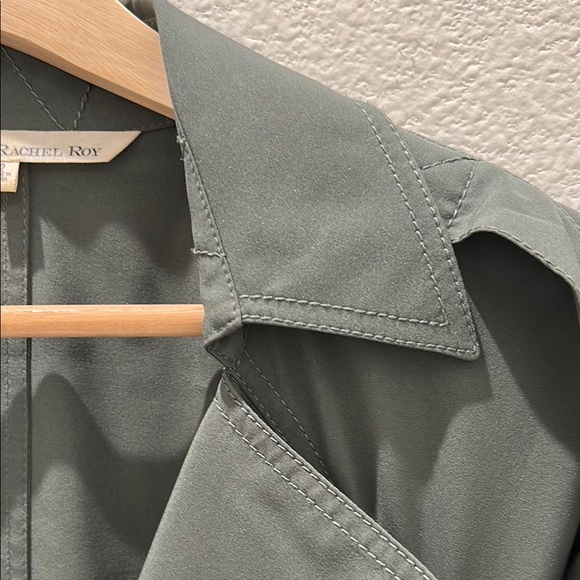 Rachel Roy beautiful petite dark green front tie mini dress - Picture 2 of 8